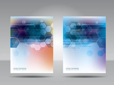 Brochure template, flyer, card or banner with abstract background technology and communicationのイラスト素材