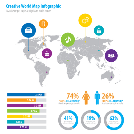 Infographic with growth population and relationship in the worldのイラスト素材