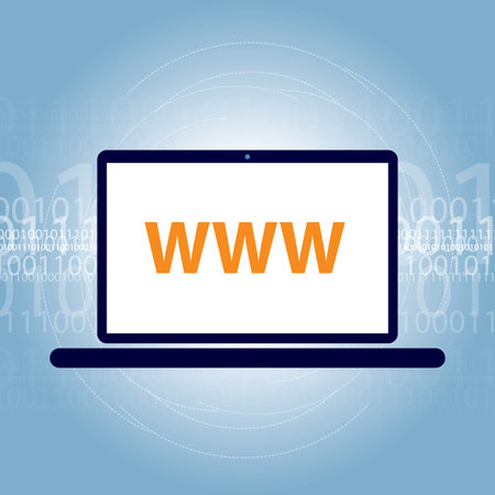 Laptop design www on screen and binary code in the backgroundのイラスト素材