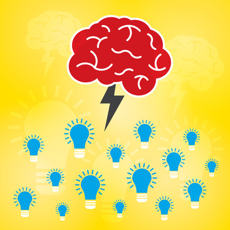 Brainstorm is brain and lightning of power creative  business idea. Lamp for innovation and sucessのイラスト素材