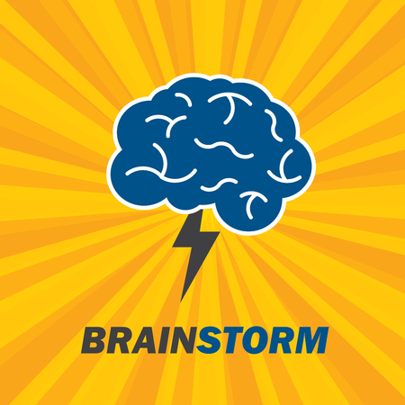 Brainstorm is brain and lightning of power creative  business idea  for innovation and successのイラスト素材