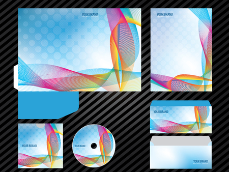 Corporate identity template design blue color business set stationery. Folder, letterhead, envelope, cover, brochure, catalog, and leaflet.のイラスト素材