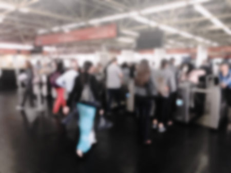 People walking in the subway station. Intentional blurred added post production. Creative abstract...