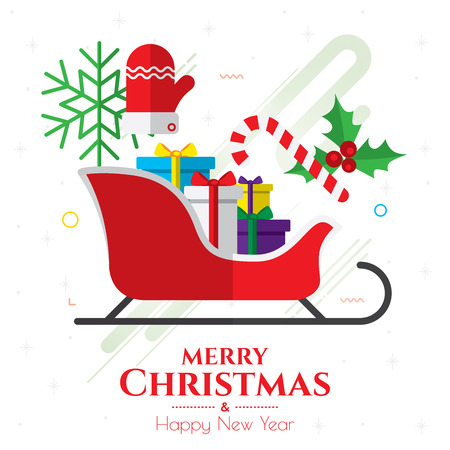 Christmas icons, ornaments and decoration, flat design. のイラスト素材