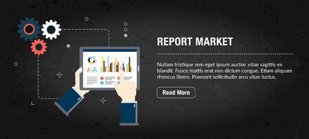 Report market concept of banner internet with icons in vector. Web banner template for website, banner internet for mobile design and social media app.Business and communication layout with icons.のイラスト素材