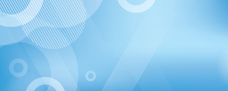 Blue modern background in vector illustration with glow and movement, with parallel lines, bright geometric shape, circles and halftone pattern.のイラスト素材