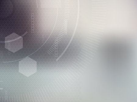 Gray technology and science background, abstract creative design with dot and line, hexagon shape on gradient background. Hi tech blue futuristic background.のイラスト素材
