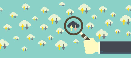 Cloud computing concept, database connection, server database. Flat design vector.