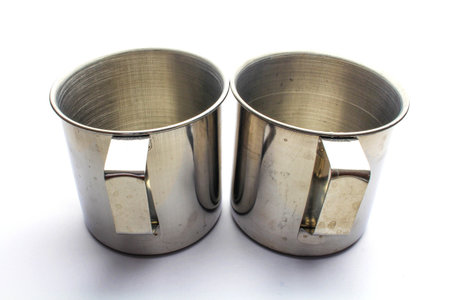 An isolated stainless steel glassの写真素材