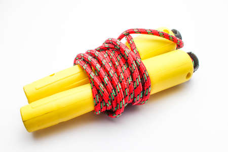 An isolated skipping on white backgroundの写真素材