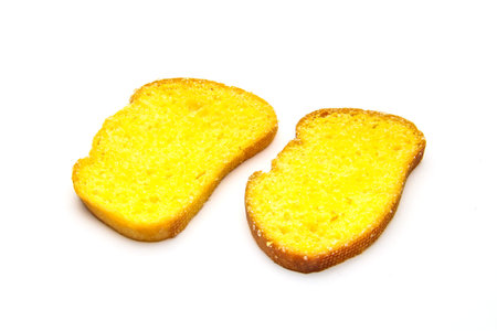An isolated butter bread toast on white background
