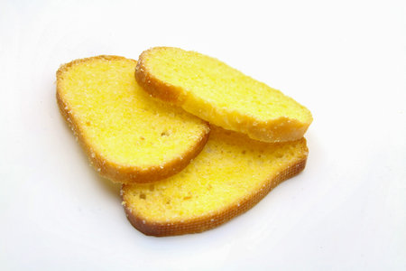 An isolated butter bread toast on white background