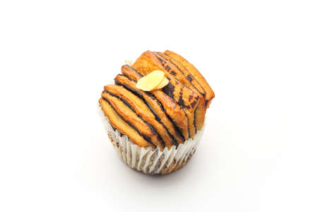 Pastry with nuts isolated over white の写真素材