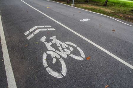 Sign of a bike or bicycle laneの写真素材