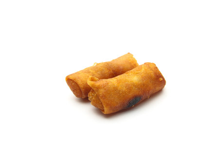 Deep fried spring roll on white background