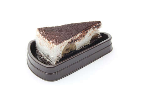 Green tea cake isolated on white backgroundの写真素材