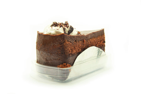 Chocolate cake isolated on white background