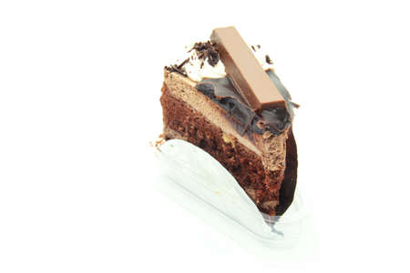 Chocolate cake isolated on white backgroundの写真素材