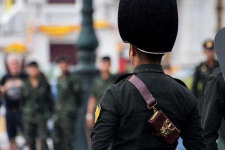 Bangkok city - NOV 29: Soldiers practice their march on November 29th 2014 in Bangkok, Thailandのeditorial素材