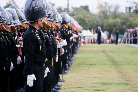 Bangkok city - NOV 29: Soldiers practice their march on November 29th 2014 in Bangkok, Thailandのeditorial素材