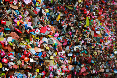 SEOUL, SOUTH KOREA - OCT 13: Love padlocks at N Seoul Tower on October 13, 2014 in Seoul South Koreaのeditorial素材