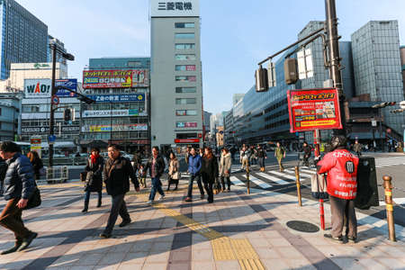 OSAKA, JAPAN - FEBUARY 11: Dotonburi districe on Febuary 11 2015 in  Osaka, Japan. the district is now primary tourist destination.のeditorial素材