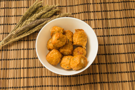 Jock fried chicken with a wooden texture on backgroundの写真素材