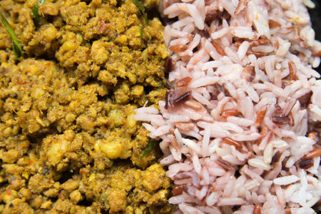 Pork yellow curry paste on a tableの写真素材