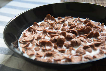 Cereal bowl for breakfast with milkの写真素材