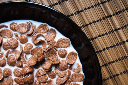 Cereal bowl for breakfast with milkの写真素材