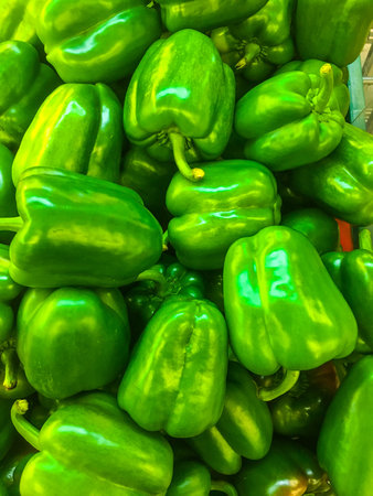 Pile of green bell pepper