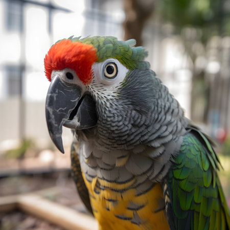 Beautiful macaw parrot in the cage in the zoo.の素材