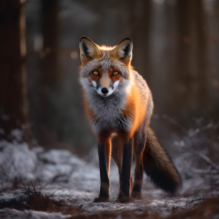 Red fox (Vulpes vulpes) in winter forest.の素材