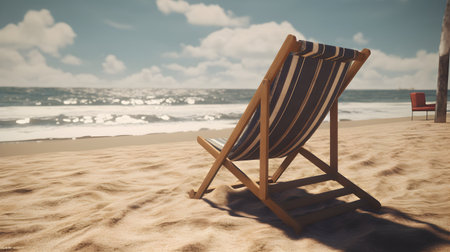 Chaise lounger on the beach. Vacation conceptの素材