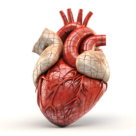 Human heart anatomy isolated on white background. 3d render illustration.のイラスト素材