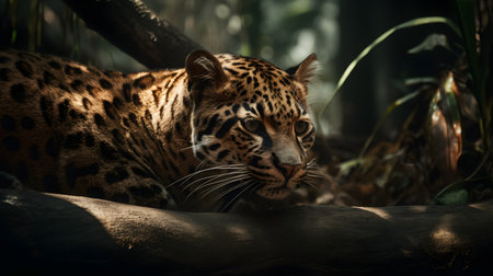 Jaguar in the forest. Wildlife scene from tropics.の素材