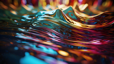 abstract background of colored liquid with reflection, 3d render illustrationの素材