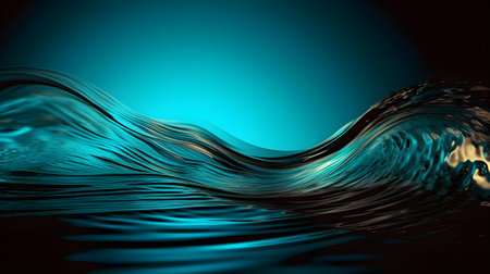 Abstract water wave on blue background. 3d render illustration with copy spaceの素材