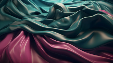 Closeup of rippled silk fabric, 3d render illustrationの素材