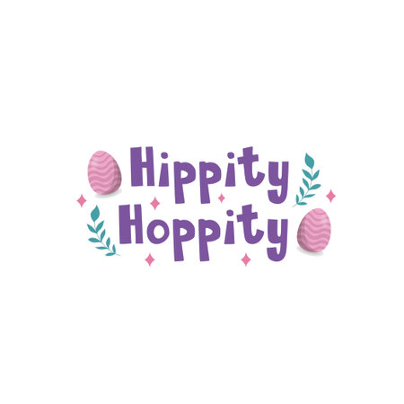 Happy Holidays lettering with colorful eggs and leaves. Vector illustration.のイラスト素材