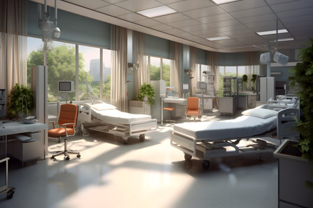 3d render of modern hospital room interior. 3d illustration.の素材