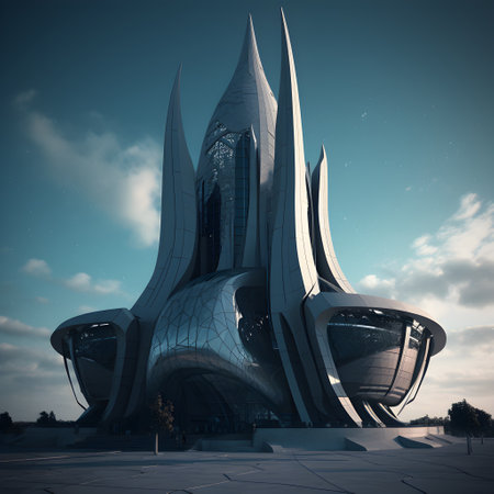 Modern architecture in the city. 3D render.の素材