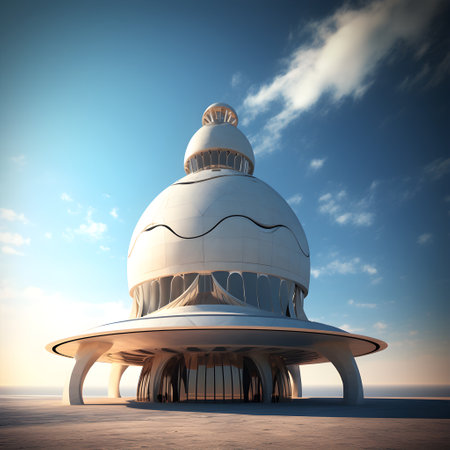 Astronomical observatory in the sky. 3D render.の素材
