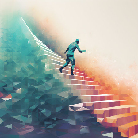 Steps towards self-mastery, illustration depicting personal empowermentの素材