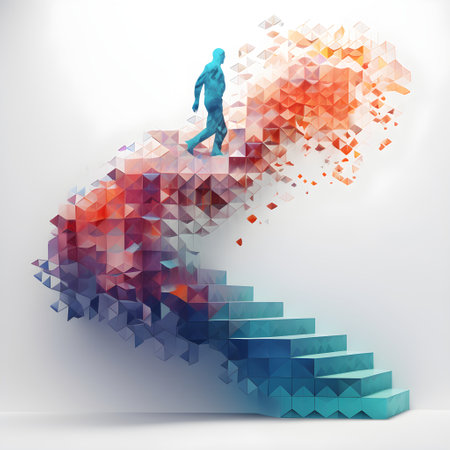 Reaching new horizons, motivational art piece symbolizing accomplishmentsの素材