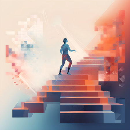 Ascending beyond boundaries, art piece depicting the journey of successの素材