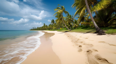 Coastal haven, tranquil tropical beach, azure waters, and serene coastal getawayの素材