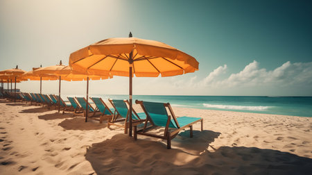 Beachfront wonder, sandy beach, floating clouds, and enchanting tidesの素材