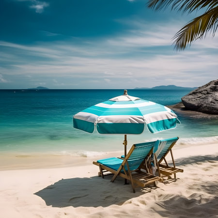 Beachside paradise, sandy beach, soft clouds, and paradise discoveredの素材