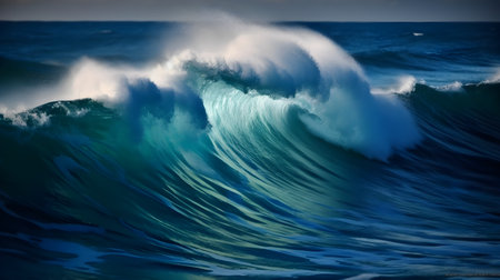 Heavenly waterscapes, serene ocean waves, beautiful clouds, and whirling foamの素材